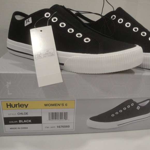 Hurley Shoes - Hurley Slip-on Women's sneakers Classic Canvas NIB Black Size 6